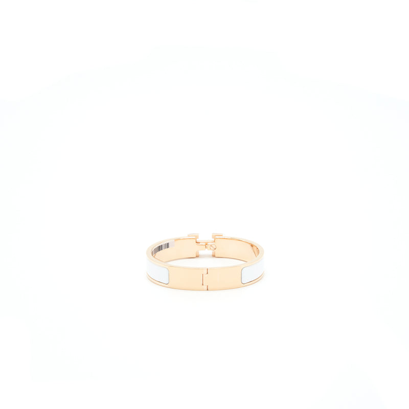 Hermes Size PM Clic H Bracelet Blanc RGHW