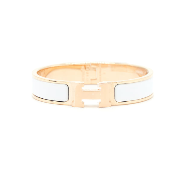 Hermes Size PM Clic H Bracelet Blanc RGHW