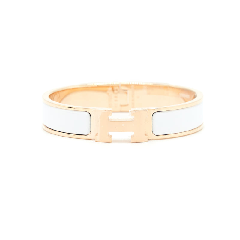 Hermes Size PM Clic H Bracelet Blanc RGHW