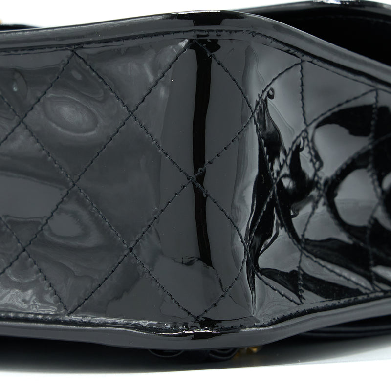 Chanel 22K Large Backpack Patent Black Brushed GHW (Microchip)