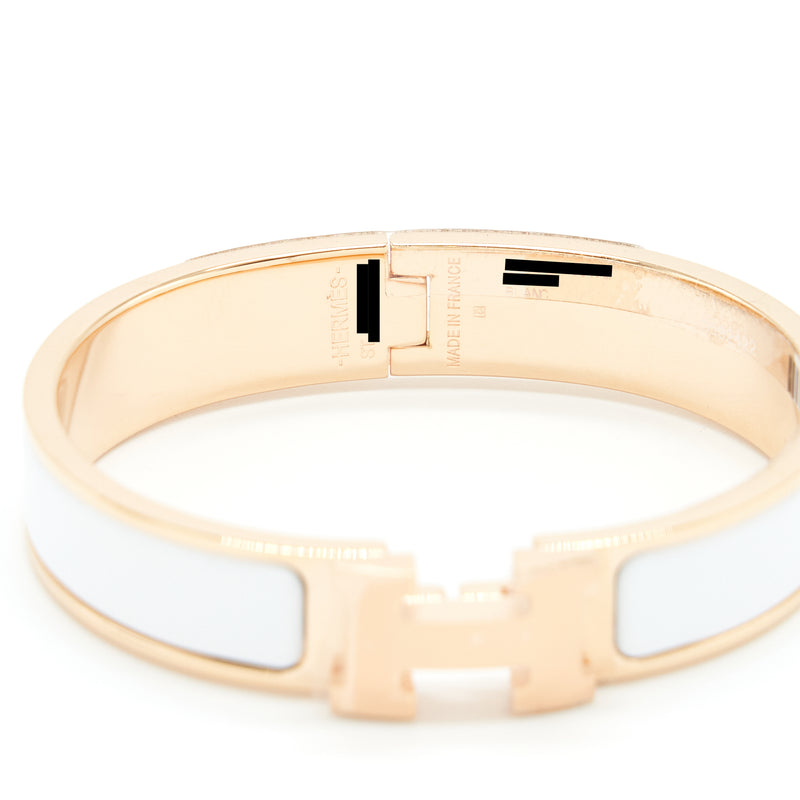 Hermes Size PM Clic H Bracelet Blanc RGHW