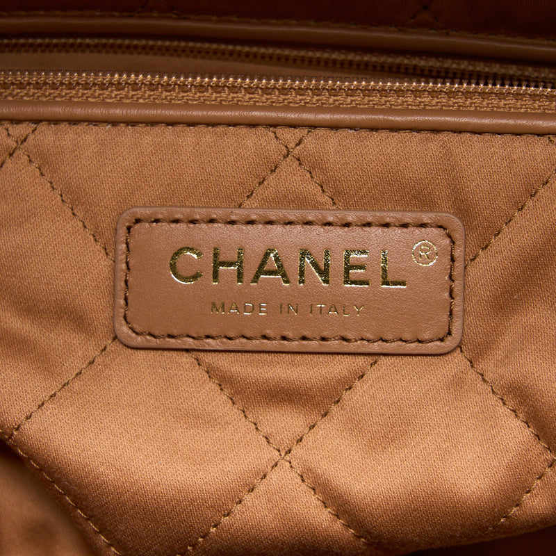 Chanel Small 22 Bag Shiny Calfskin Caramel GHW (Microchip)