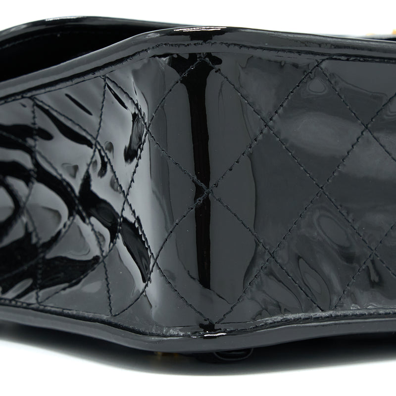 Chanel 22K Large Backpack Patent Black Brushed GHW (Microchip)