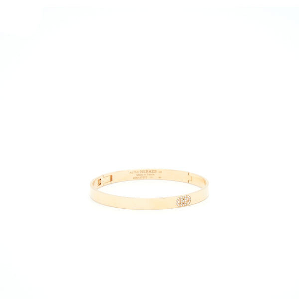 Hermes Size SH Ancre Bracelet 18k Rose Gold With Diamonds