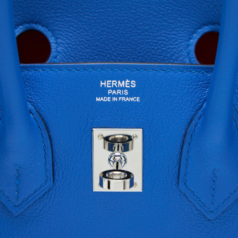 Hermes Birkin 25 Taurillion Novillo I7 Blue Zellige SHW Stamp Y