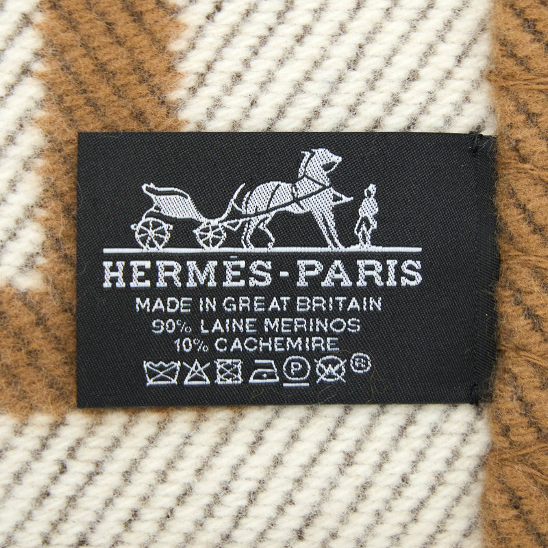 Hermes Avalon Throw Blanket Ecru/Camel