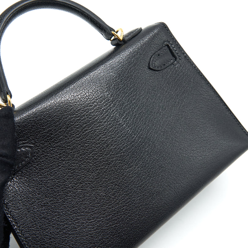 Hermes Mini Kelly 20cm Chèvre Chamkila Black GHW Stamp Y