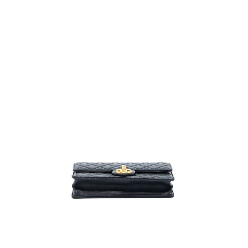 Chanel Quilted Flap Bag With Pearl Lambskin Black Brushed GHW