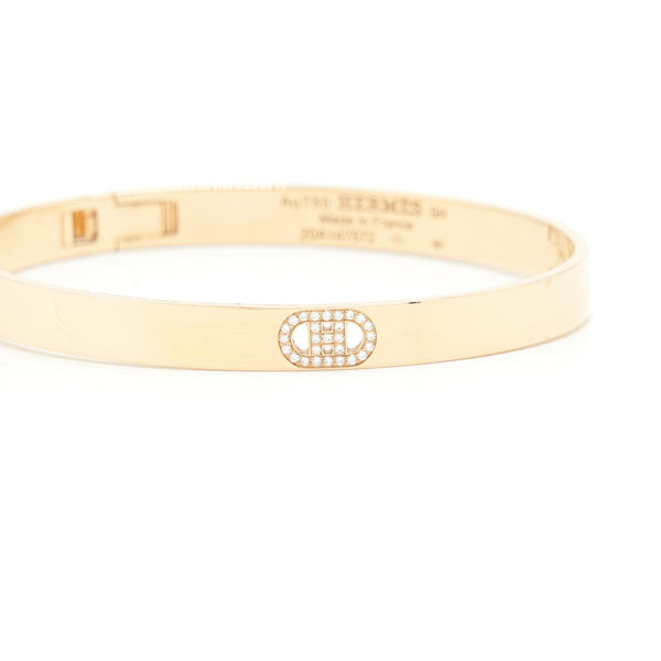 Hermes Size SH Ancre Bracelet 18k Rose Gold With Diamonds