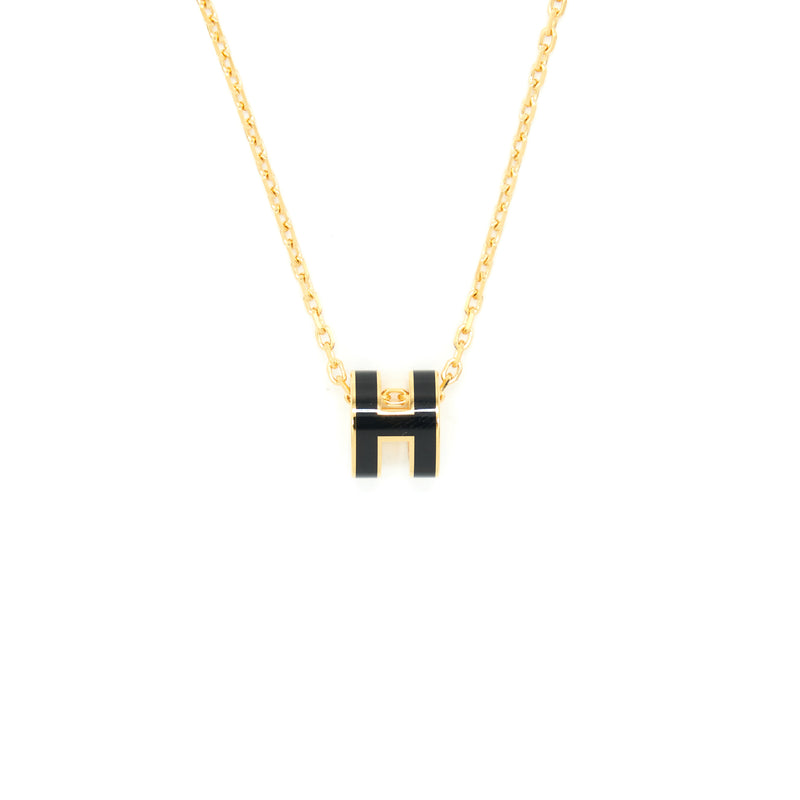 Hermes Mini Pop H Pendant Black GHW