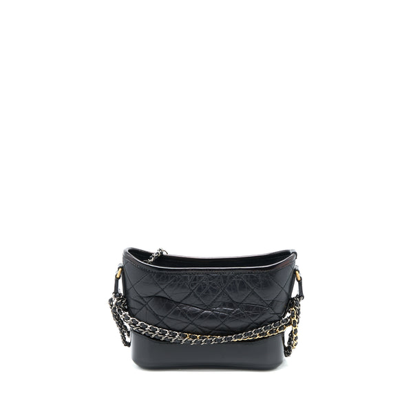 Chanel Small Gabrielle Hobo Bag Aged Calfskin Black with Multicolor Hardware