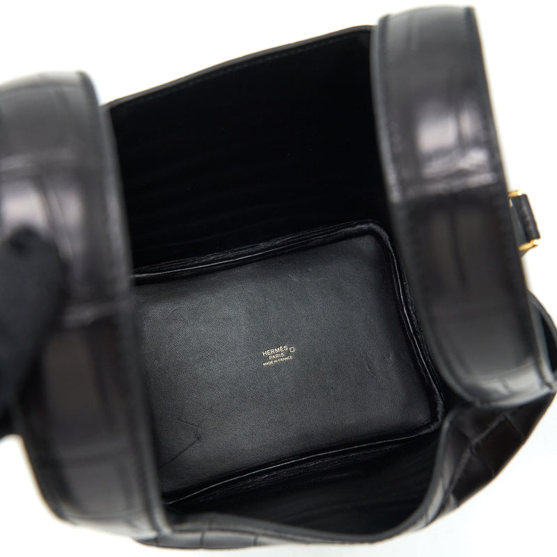 Hermes Picotin 18 Lock Bag Alligator Matt Black GHW Stamp Z