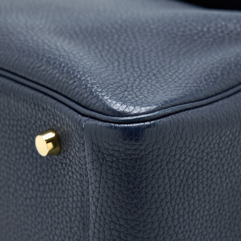 Hermes Lindy 30 Clemence Blue Unit GHW Stamp A