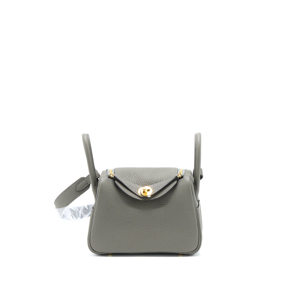 Hermes Mini Lindy Clemence 0L Gris Meyer GHW Stamp U