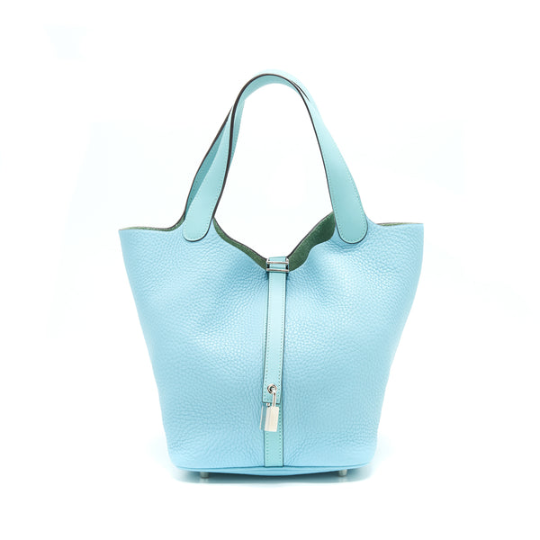 Hermes Picotin 22 Lock Bag Blue Atoll SHW Stamp T
