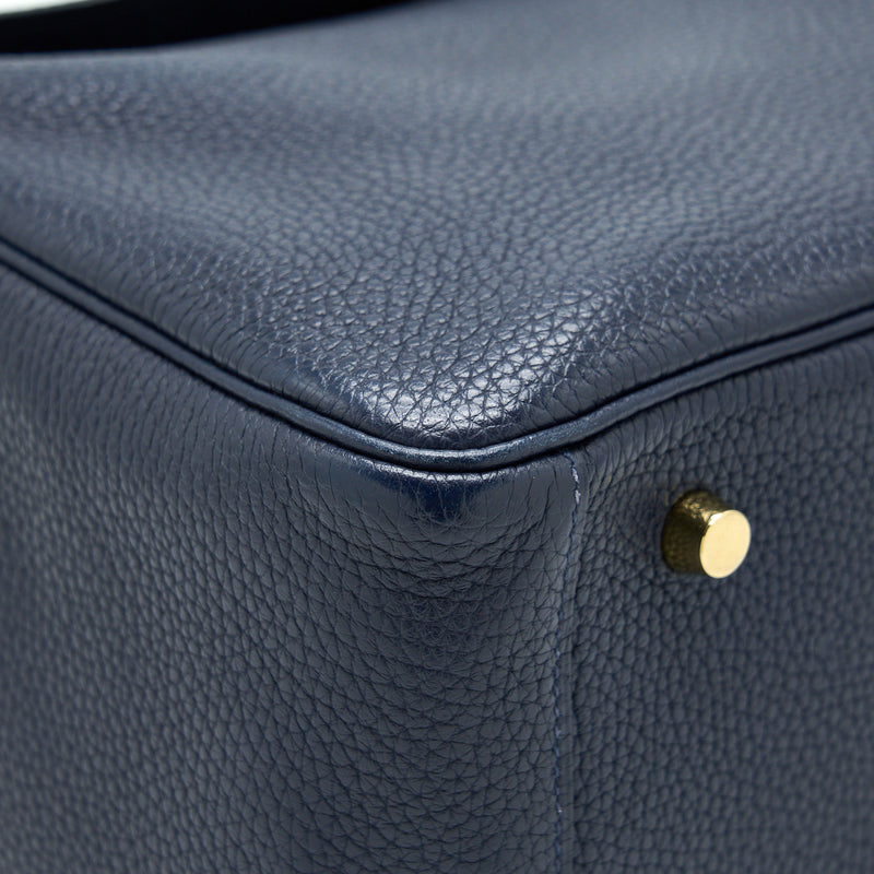 Hermes Lindy 30 Clemence Blue Unit GHW Stamp A