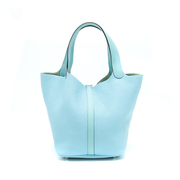 Hermes Picotin 22 Lock Bag Blue Atoll SHW Stamp T