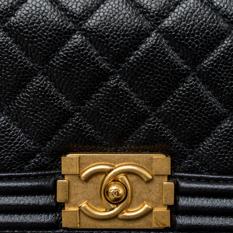 Chanel Super Mini Boy Bag Caviar Black Brushed GHW (Microchip)