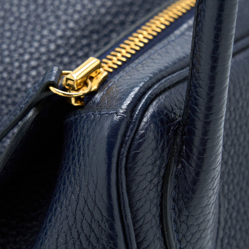 Hermes Lindy 30 Clemence Blue Unit GHW Stamp A