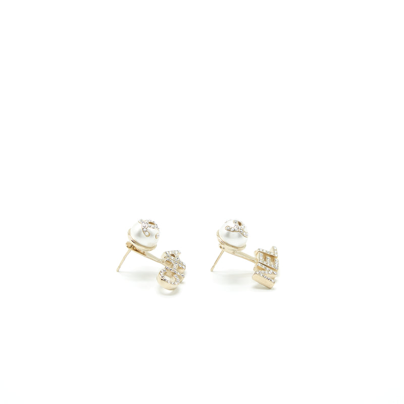 Chanel Pearl/CC Logo/Letter Drop Earrings With Crystal