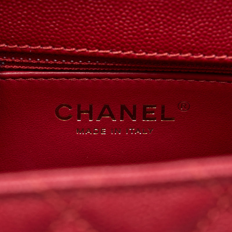 Chanel Medium Coco Handle Caviar Red LGHW (Microchip)