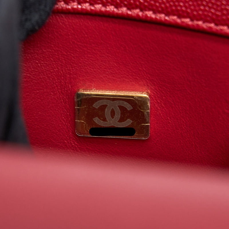 Chanel Medium Coco Handle Caviar Red LGHW (Microchip)