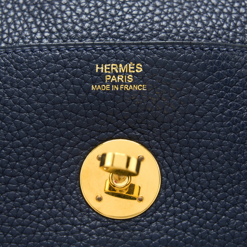 Hermes Lindy 30 Clemence Blue Unit GHW Stamp A