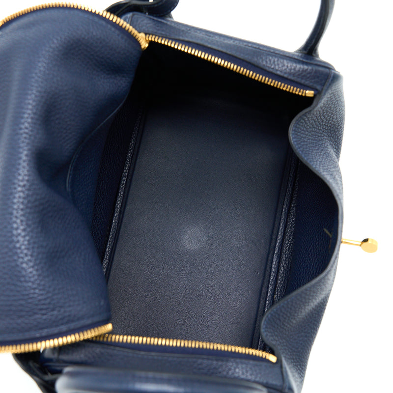 Hermes Lindy 30 Clemence Blue Unit GHW Stamp A
