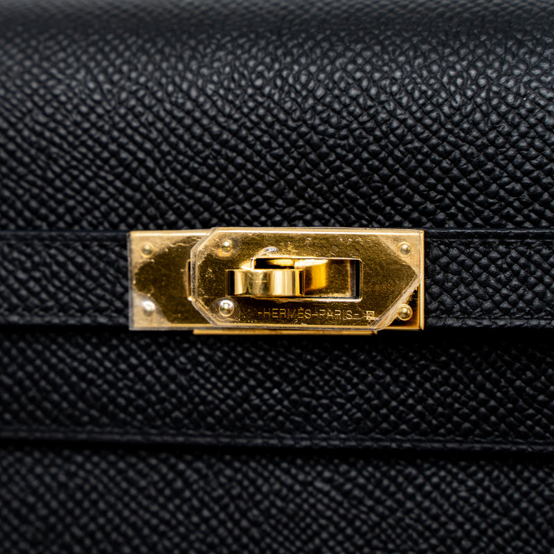Hermes Classic Kelly to Go Epsom Black GHW Stamp U