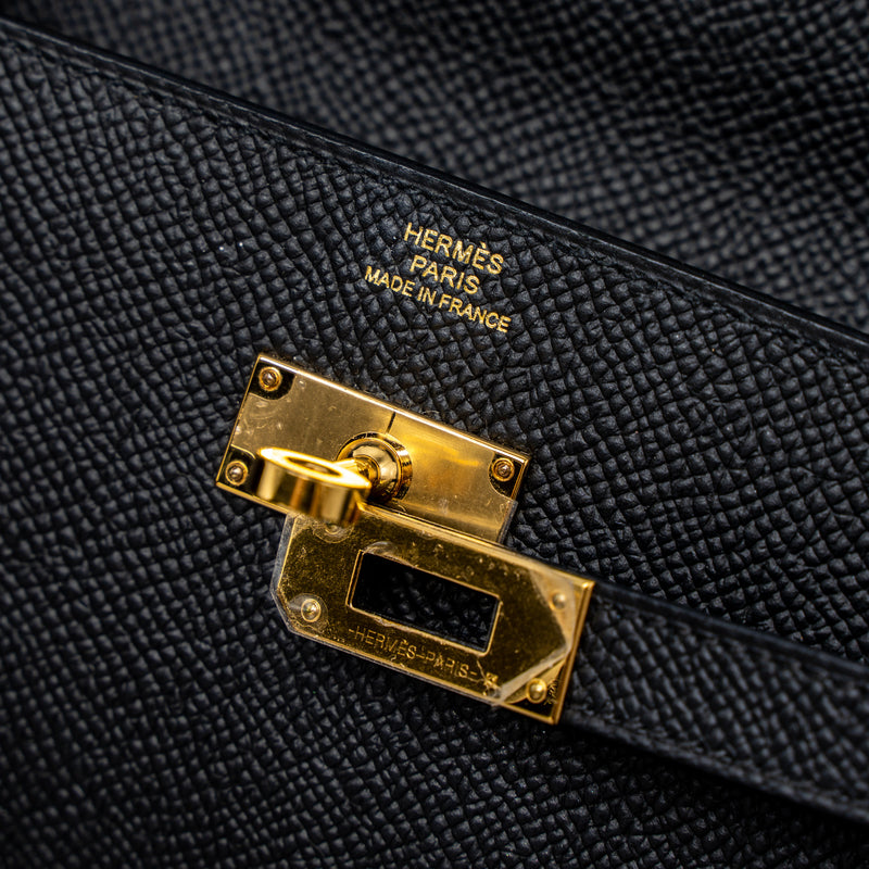 Hermes Classic Kelly to Go Epsom Black GHW Stamp U