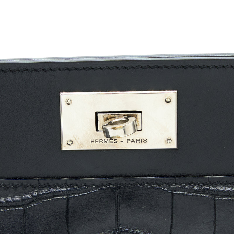 Hermes Toolbox 20 Mat Crocodile/Swift Black SHW Stamp Square R