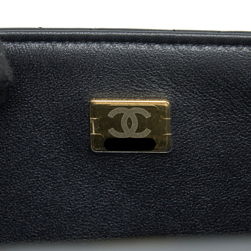 Chanel Top Handle Mini Rectangular Flap Bag Lambskin Black LGHW (Microchip)