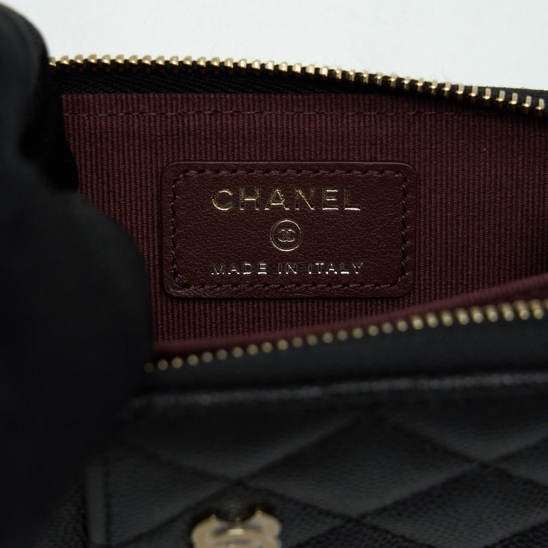 Chanel 22P Zip Card Holder Caviar Black LGHW