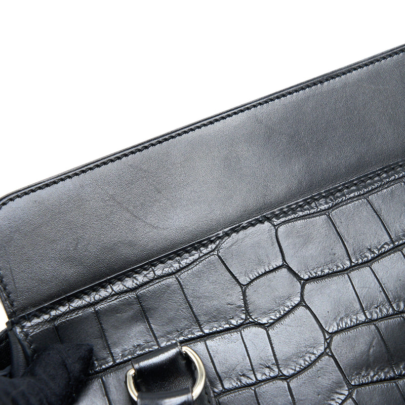 Hermes Toolbox 20 Mat Crocodile/Swift Black SHW Stamp Square R