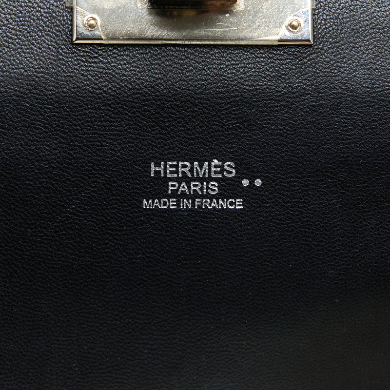 Hermes Toolbox 20 Mat Crocodile/Swift Black SHW Stamp Square R