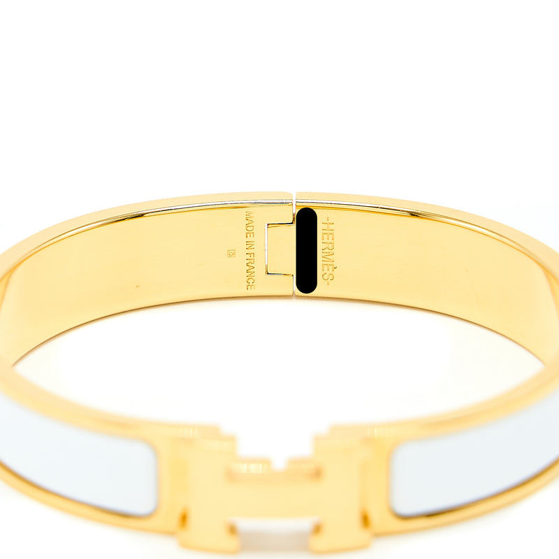 Hermes Size GM Clic H Bracelet Blanc GHW