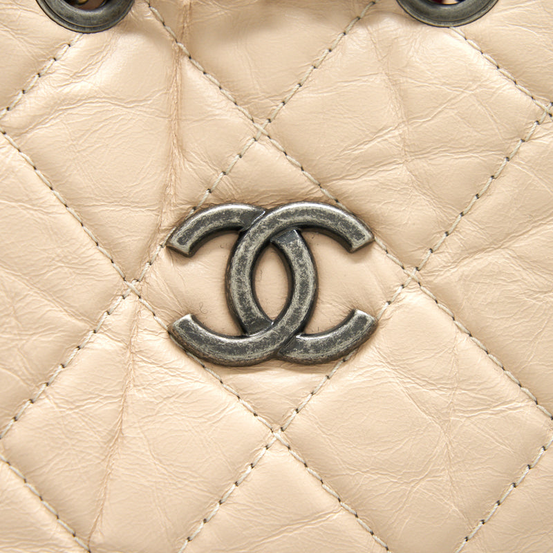 Chanel Gabrielle Backpack Beige/ Black Double Colour Hardware