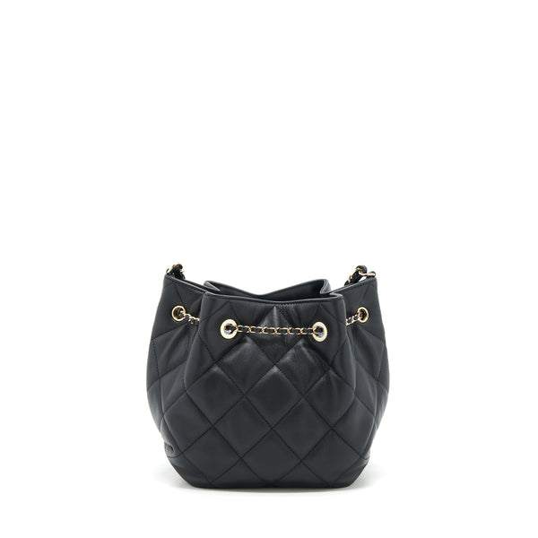 Chanel drawstring Bucket bag Quilted Lambskin Black LGHW