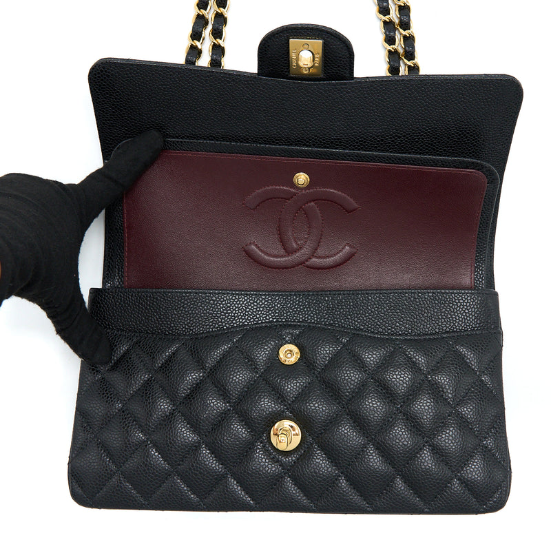 Chanel Medium Classic Double Flap Bag Caviar Black GHW (Microchip)