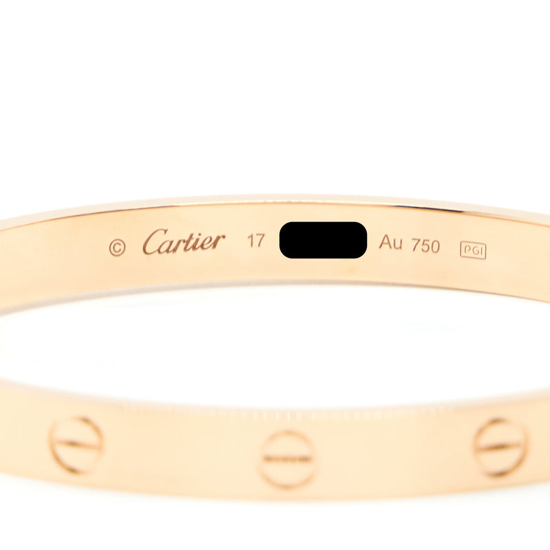 Cartier Size 17 Love Bracelet Rose Gold