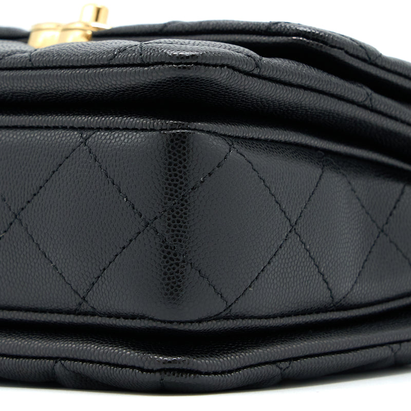 Chanel 22K Coco First Flap Bag Grained Calfskin Black GHW(Microchip)