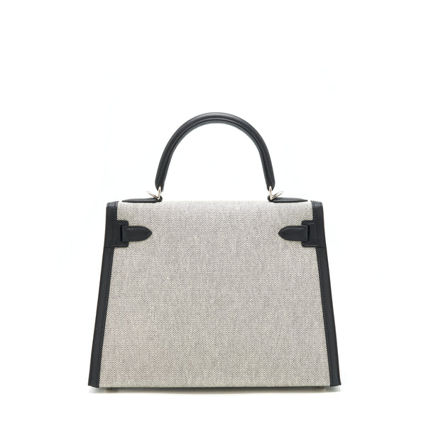 Hermes Kelly 28 Toile H Black/ Grey SHW Stamp Z