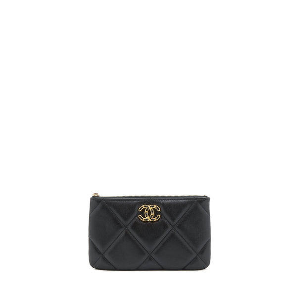 Chanel 19 Small pouch Goatskin Black GHW