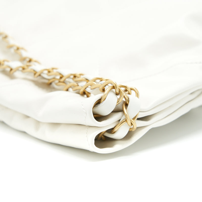 Chanel Medium 22 Bag Shiny Calfskin White GHW (Microchip)
