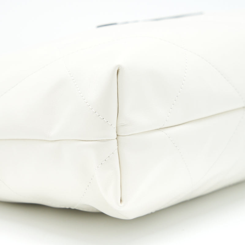 Chanel Medium 22 Bag Shiny Calfskin White GHW (Microchip)