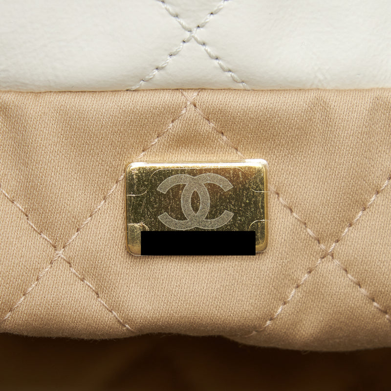 Chanel Medium 22 Bag Shiny Calfskin White GHW (Microchip)