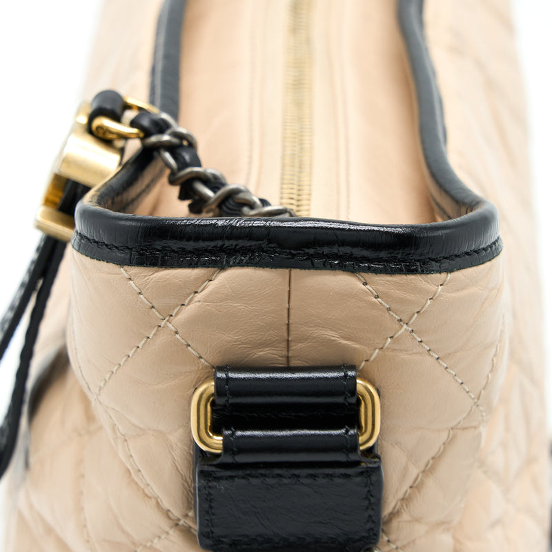 Chanel Medium Gabrielle Hobo Bag Calfskin Beige/Black Multicolour Hardware