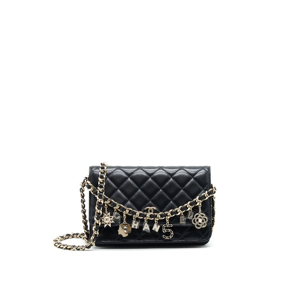 CHANEL WALLET ON CHAIN IN LAMBSKIN WITH CHARMS IN LGHW