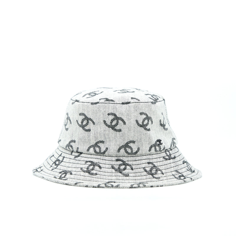 Chanel 22K Size M CC Logo Denim Bucket Hat Blue/Grey