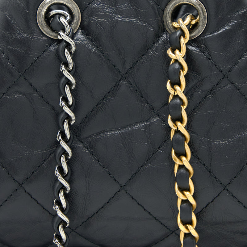 Chanel Small Gabrielle Backpack Aged Calfskin Black Multicolour Hardware